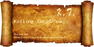 Kolling Tatjána névjegykártya